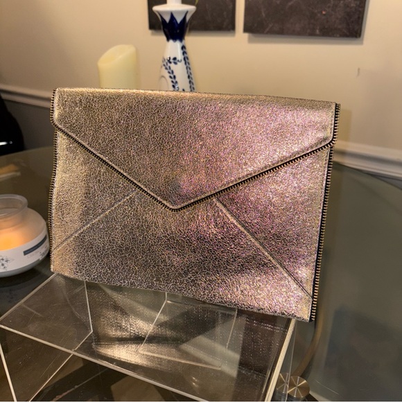 Rebecca Minkoff- Metallic Silver Envelope Clutch - Picture 2 of 4